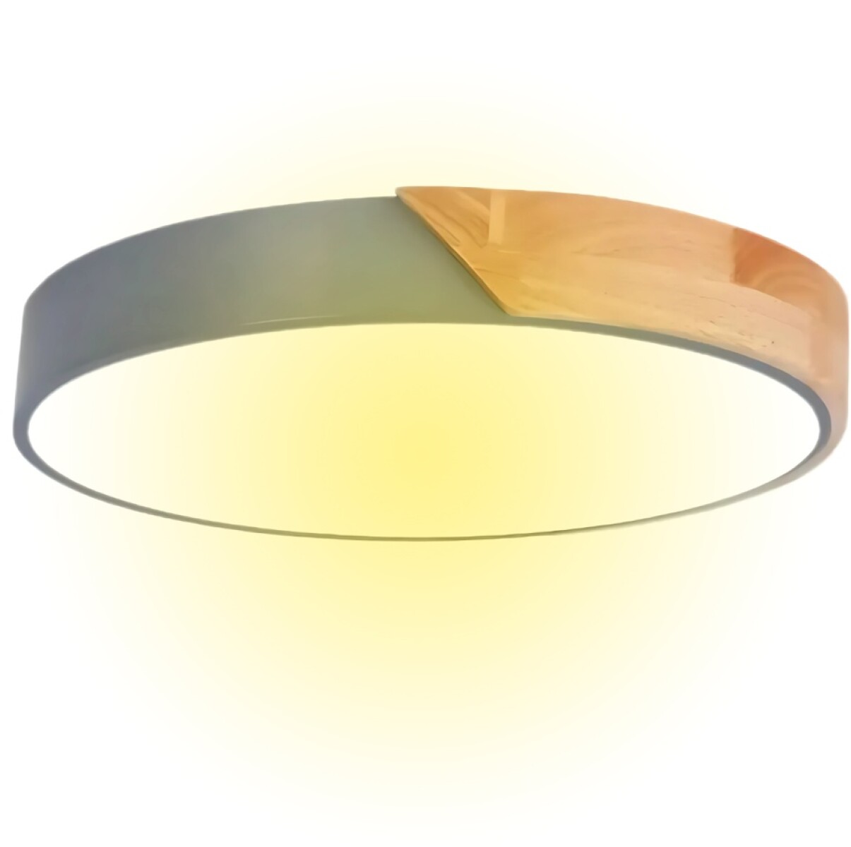 Luminaria Plafón Led 50cm Metal Y Madrera Luz Cálida - Gris 