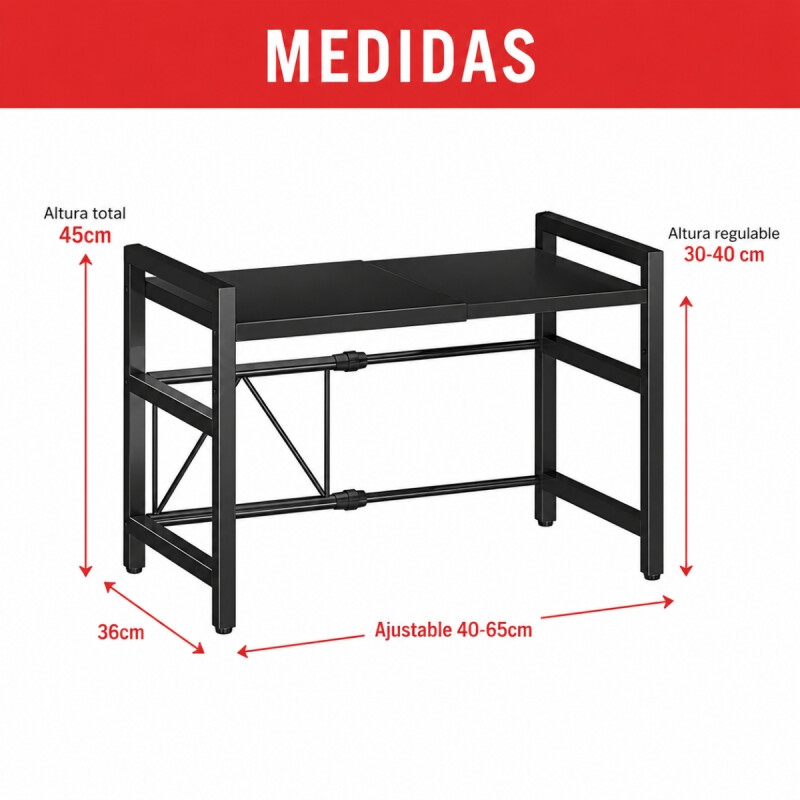 Estante organizador para microondas NEGRO