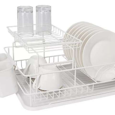 Escurridor de platos de metal 2 pisos Blanco