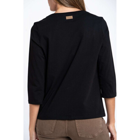 Remera Manga 3/4 Algodon Elastano Negro