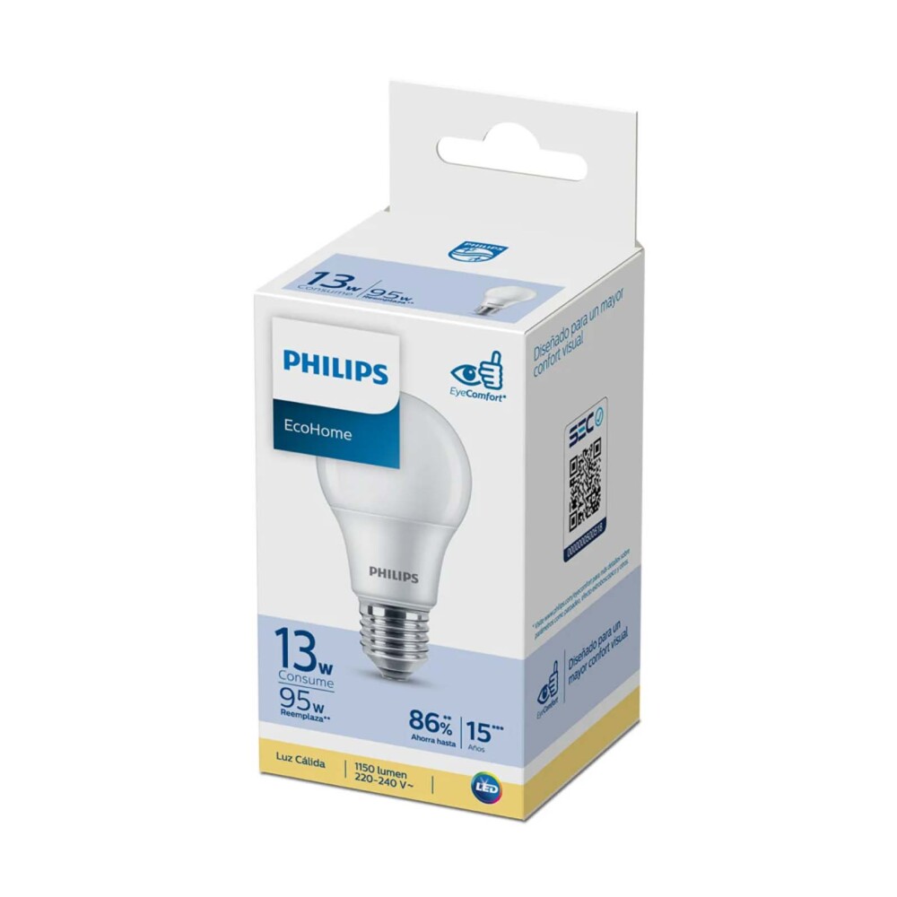LÁMPARA LEDBULB PHILIPS METAL E27 13W CÁLIDA