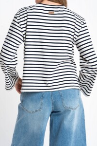 Remera Algodón Elastano Rayada Marino