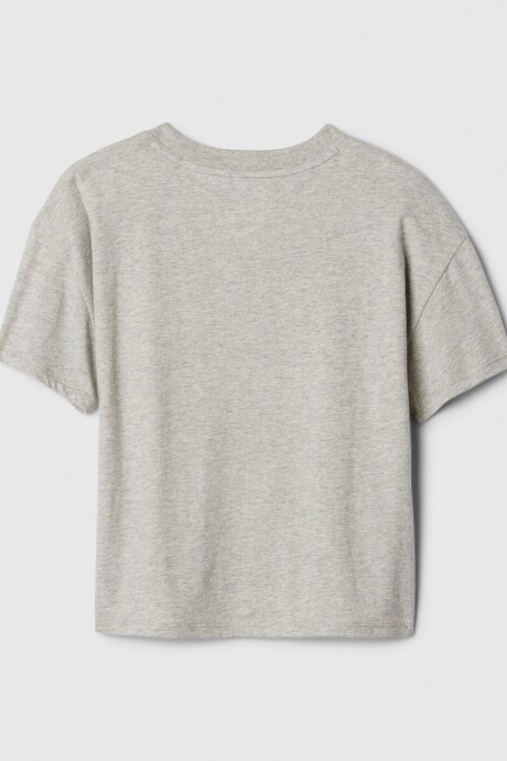 Remera Gráfico Manga Corta Niña Light Heather Grey