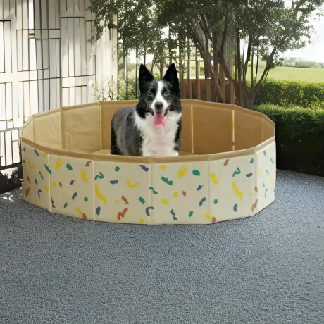 Piscina Plegable P/Mascota 100x20cm PVC Fácil de Guardar Beige