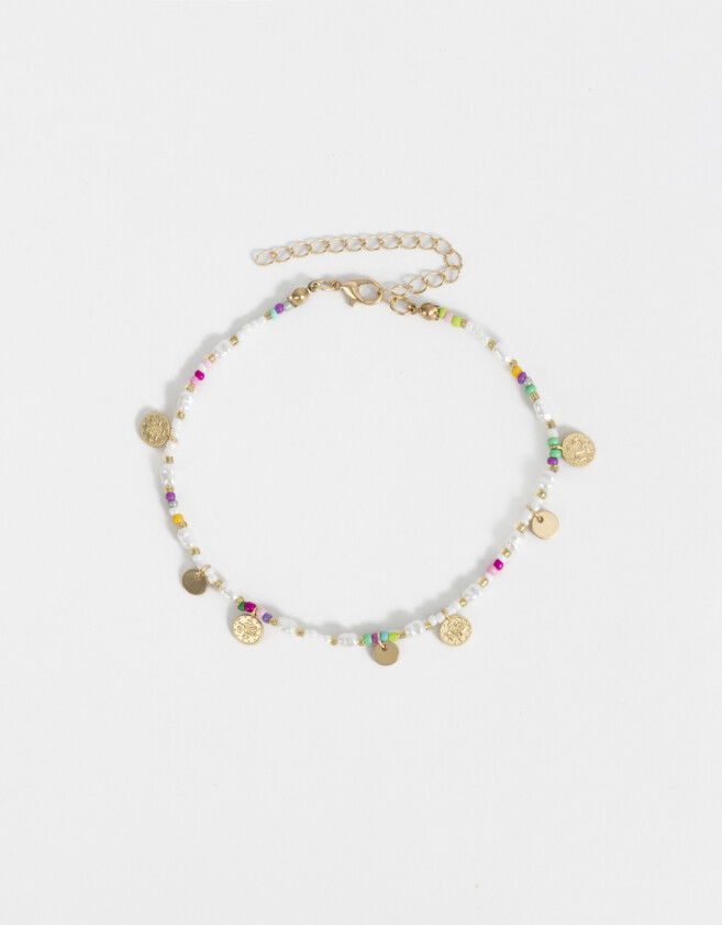 Tobilleras Beach Tobillera En Perlas Y Dijes - Dorado