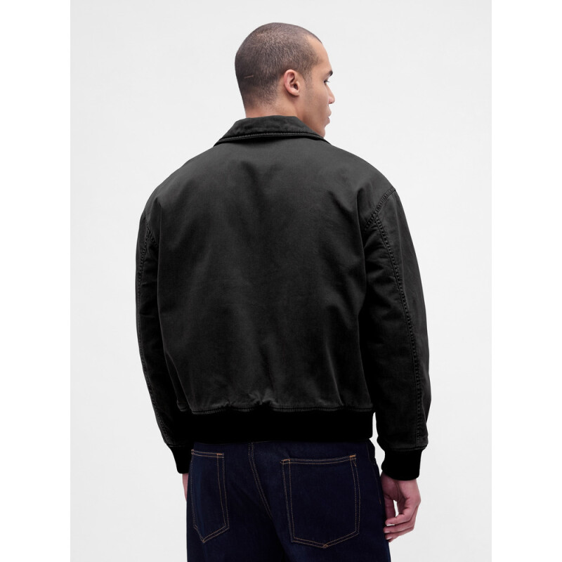 WASHED CANVAS BOMBER BLACK 1