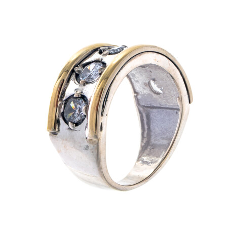 Anillo de plata 925, double en oro 18 ktes con circonias. Anillo de plata 925, double en oro 18 ktes con circonias.