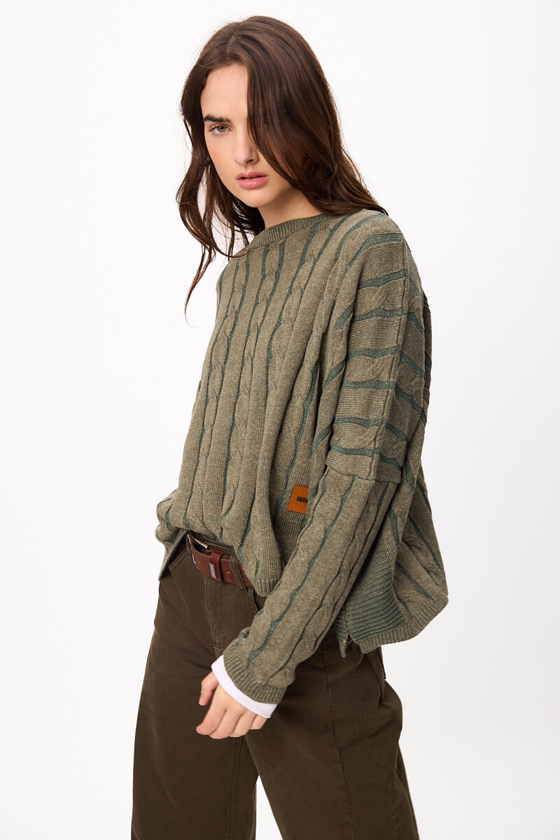 Sweater Oceano Crop Verde Claro/Oscuro