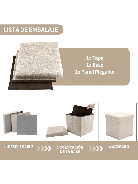 PUFF PLEGABLE DE LINO BEIGE