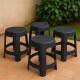 Set x4 Banqueta simil ratán NEGRO