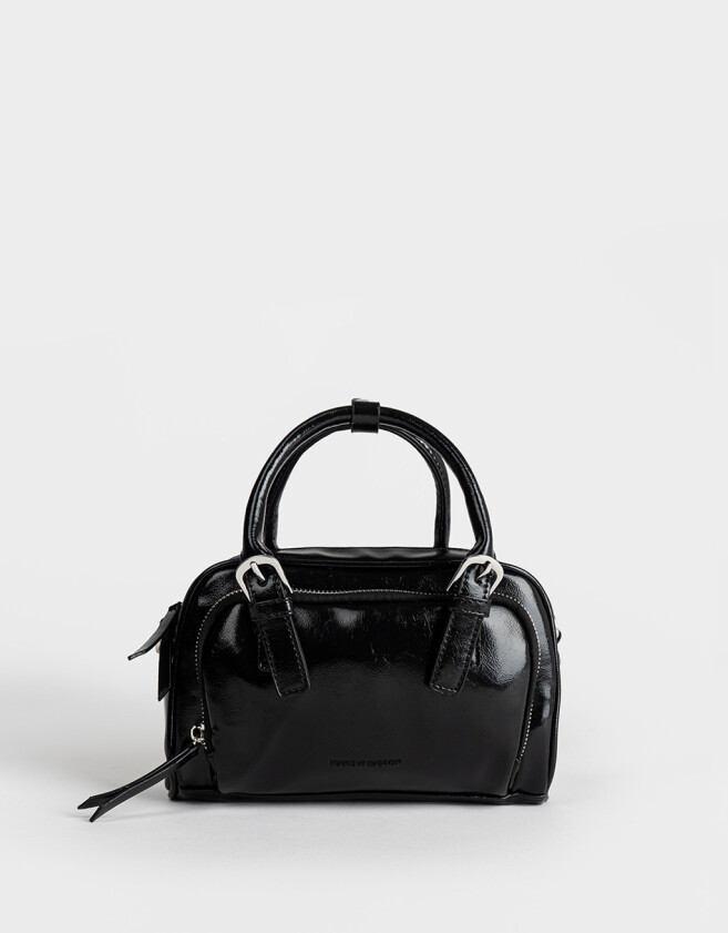Bowling Noche Cartera Bowling Efecto Craquelada - Negro