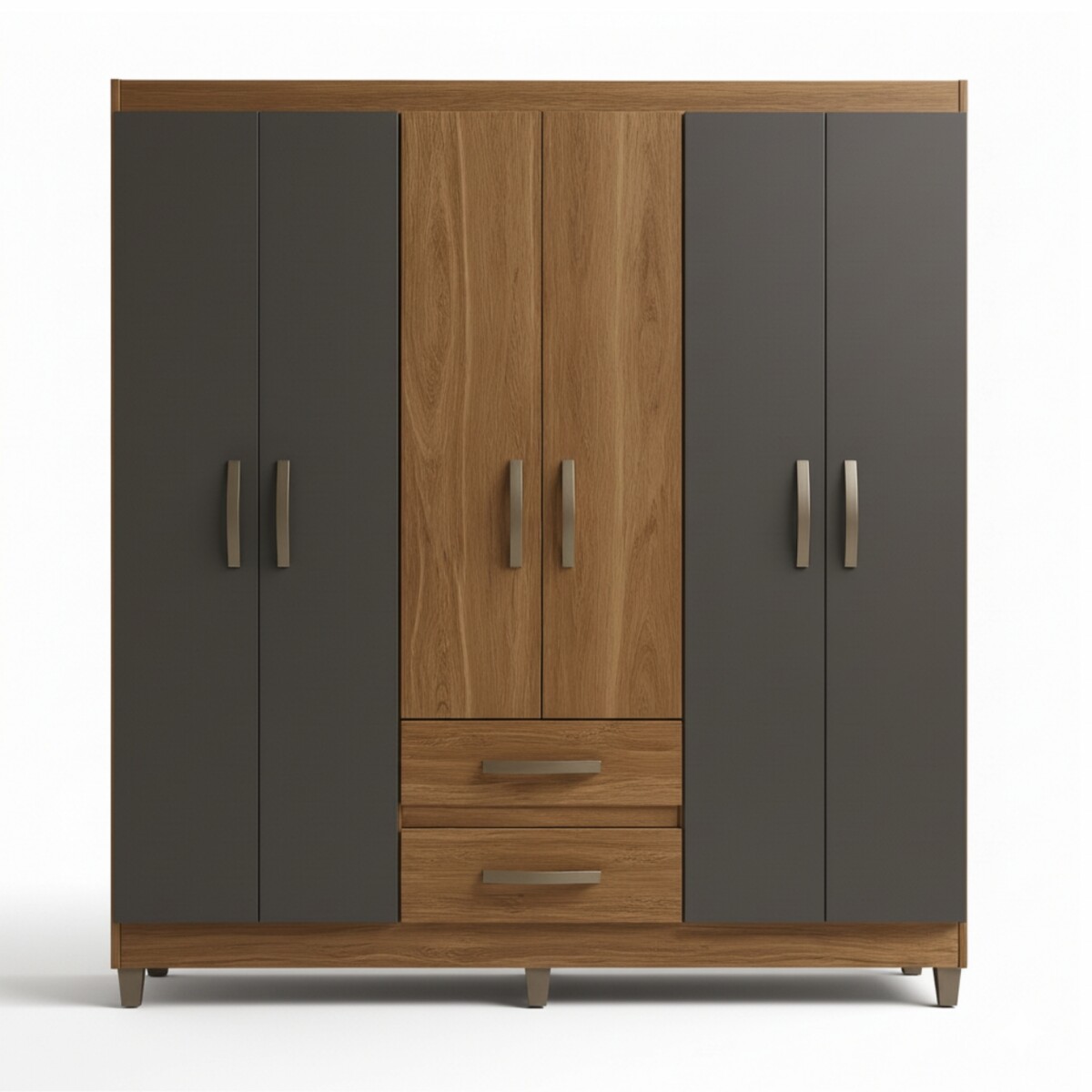 ROPERO 6 PUERTAS 2 CAJONES GUARDARROPA ARMARIO CLÓSET PLACARD - MARRÓN-GRIS 