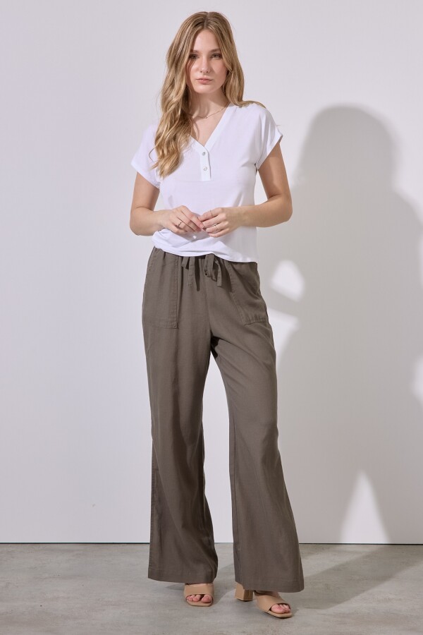 Pantalon Lino Wide OLIVA