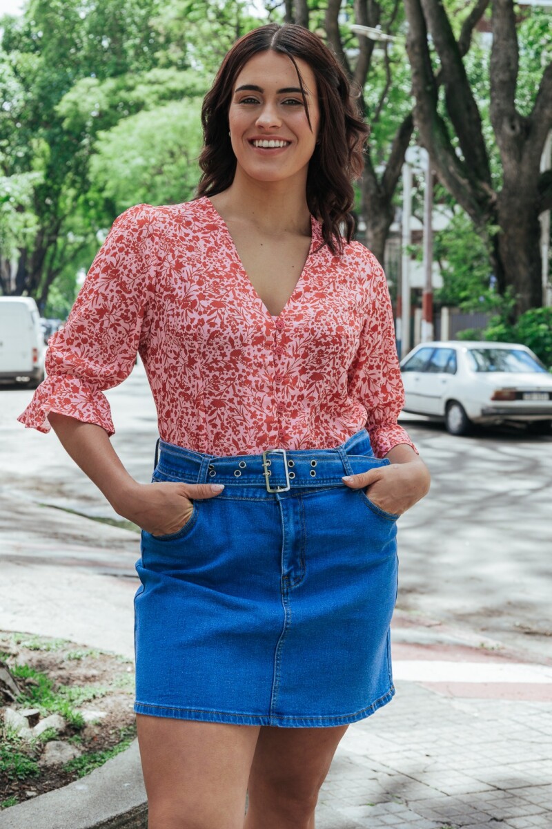 CAMISA AIME ESTAMPADO FLORES ROJAS