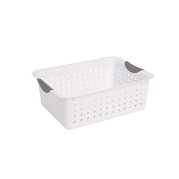 Cesta plástica blanca chica con asas 28x20x10cm TV0219