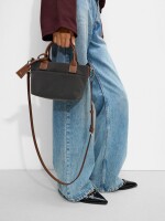 Bolso Tote Con Textura Suave M negro