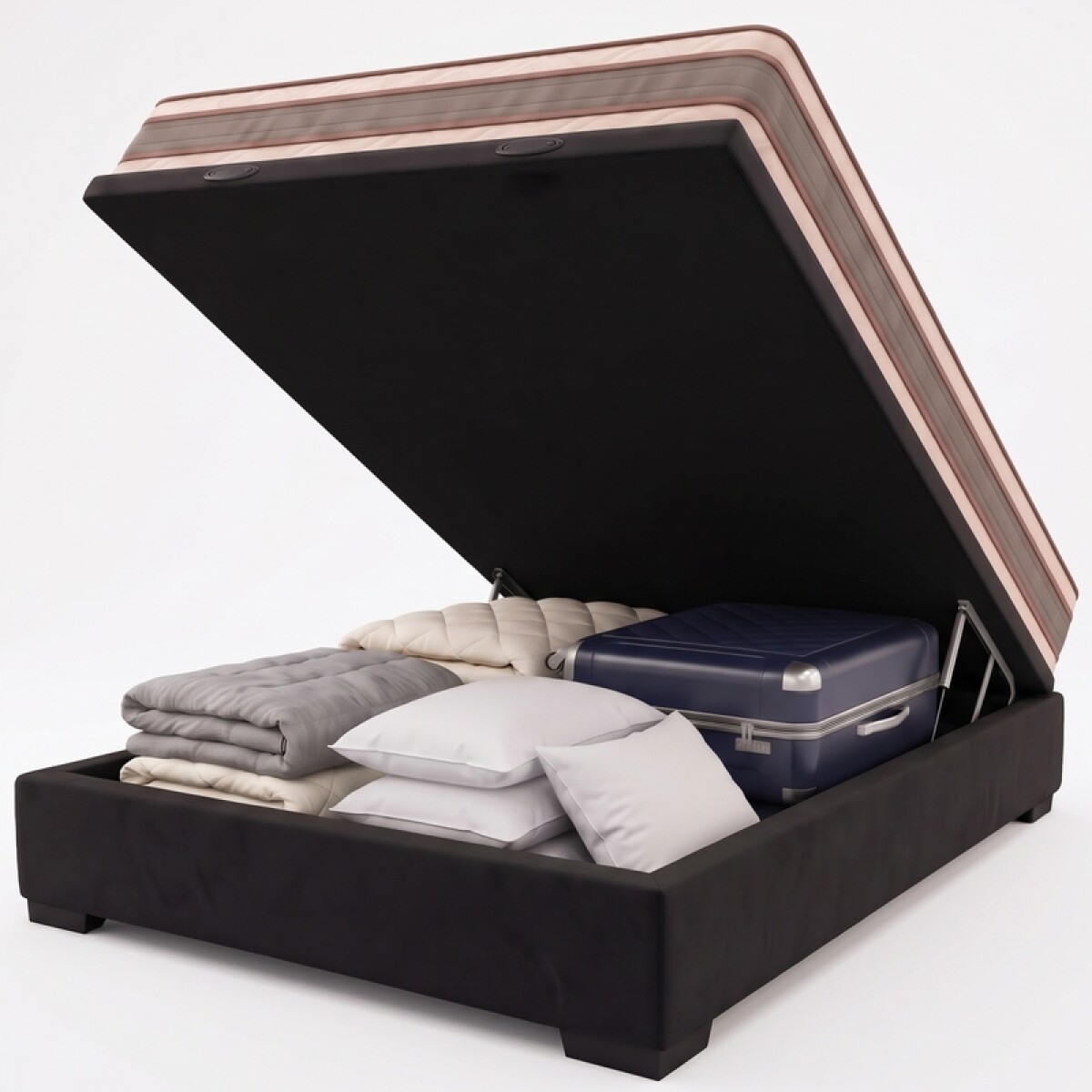 Combo Sommier Base Box Baúl + Colchón EQUILIBRIO - 138x188 cm 
