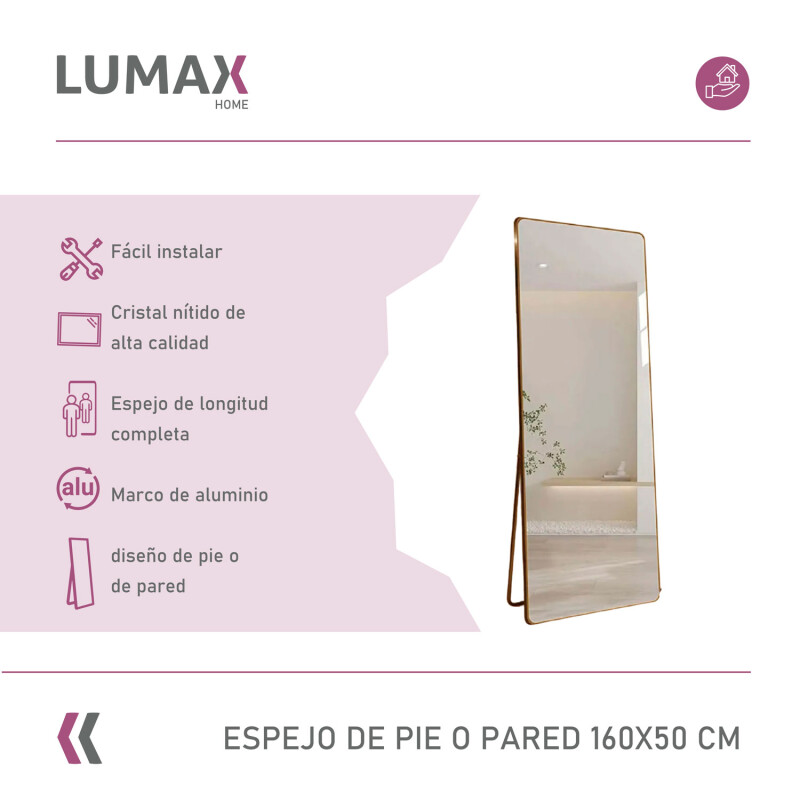 Espejo de pie o pared Glamour Lumax 160x50 cm living dormitorio Marrón