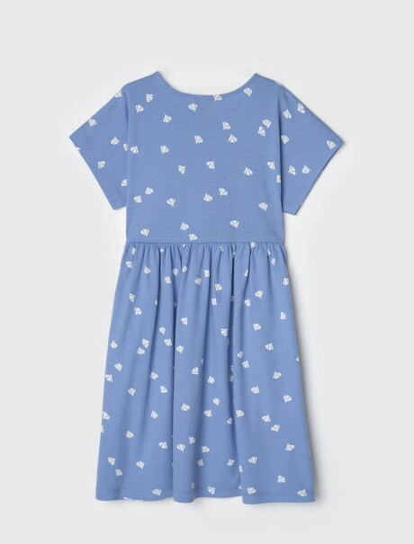 VESTIDO CORTO INFANTIL ESTAMPADO CELESTE