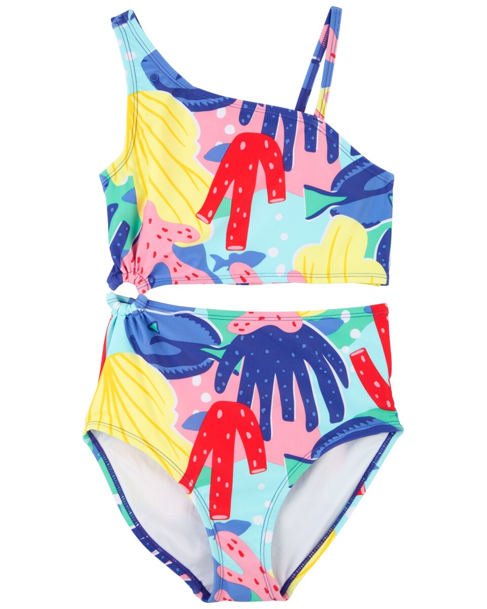 Malla de baño una pieza con protección UPF 50+ diseño coral 