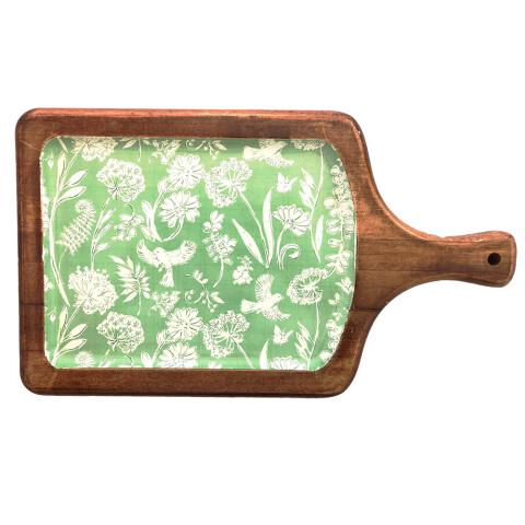 Tabla de Madera de 38 x 22 cm Pajaros Verde