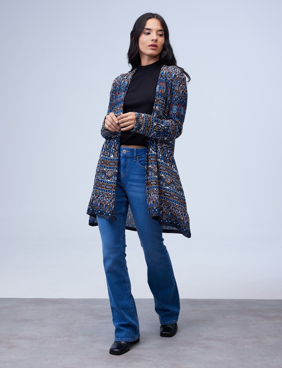 Cardigan Print - Azul/multi 