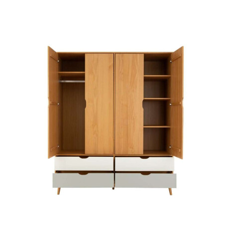 Ropero 4 Puertas 4 Cajones Li­nea Niordica Roble/Gris claro/Blanco