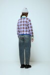 Cardigan geométrico violeta