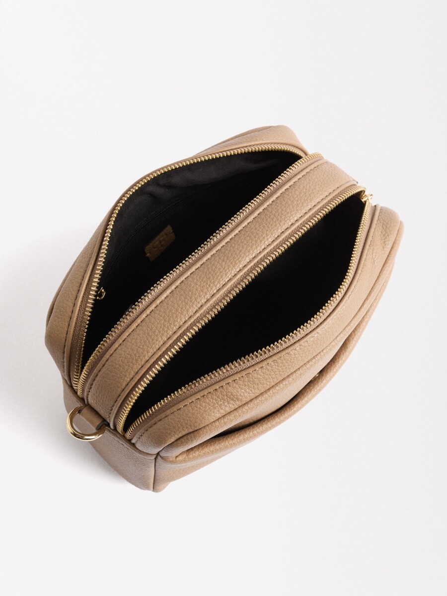 Bolso Bandolera Con Cierre Doble taupe
