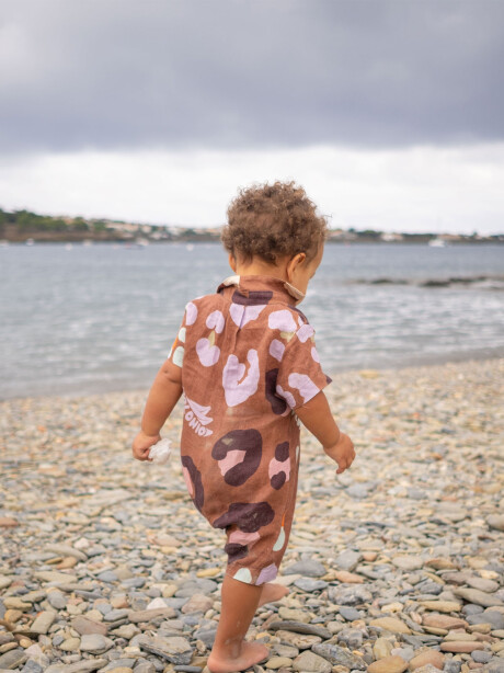 Baby linen shirtsuit SPOTTED CARAMEL