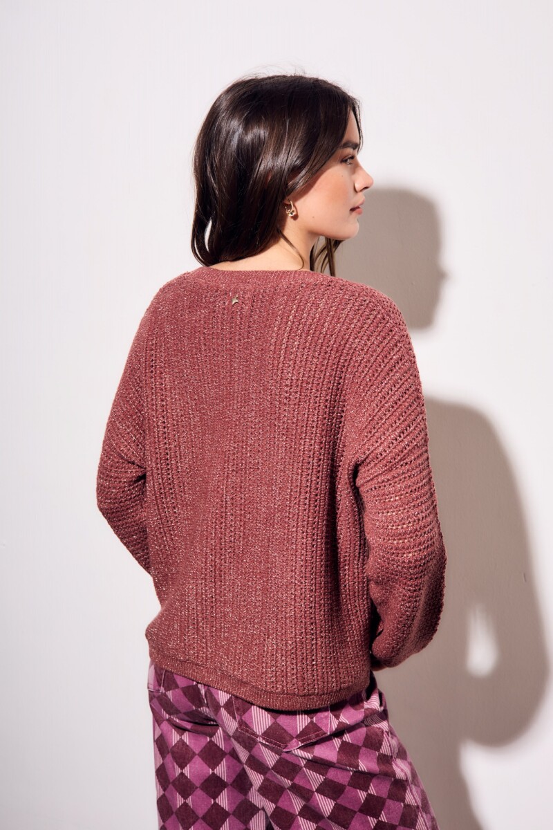 Sweater Texturado Lurex Bordeaux