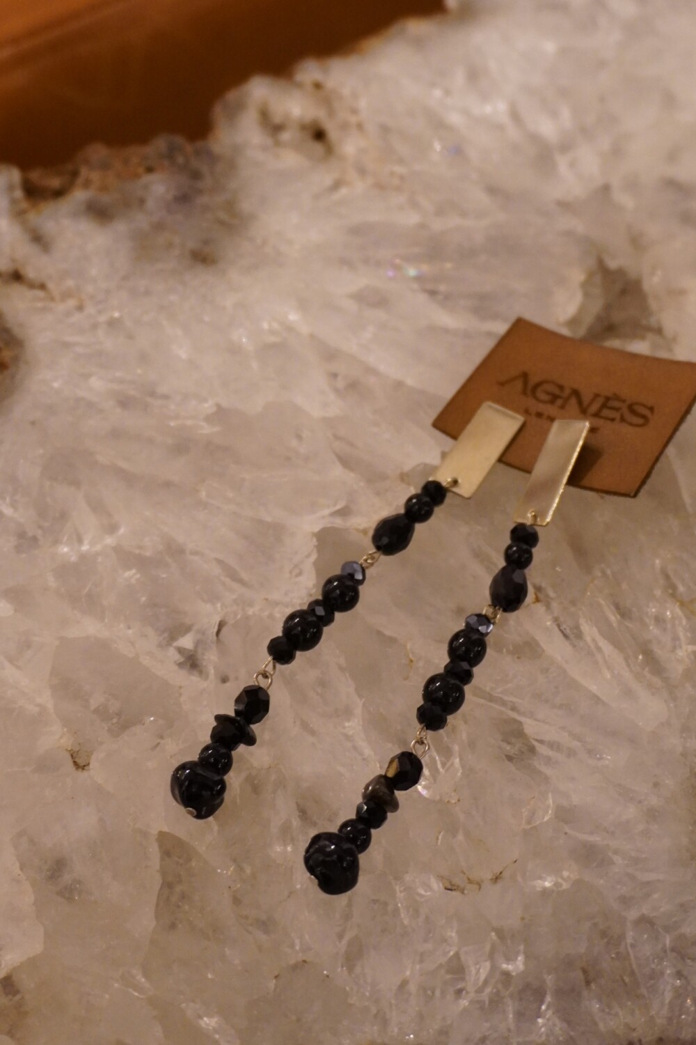 Multi Stone Earrings Plateado / Negro