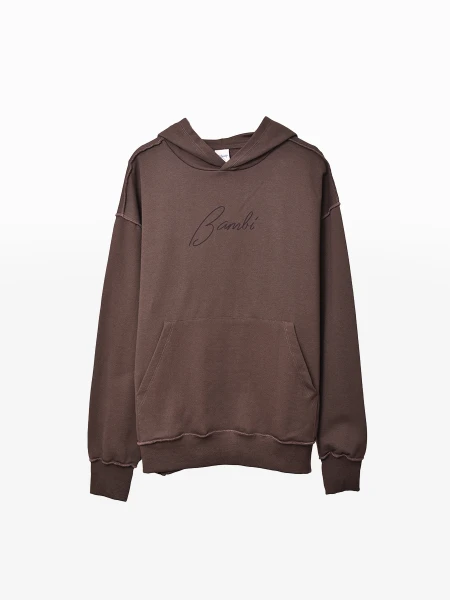 HOODIE BAMBI DRAWING MARRON OSCURO