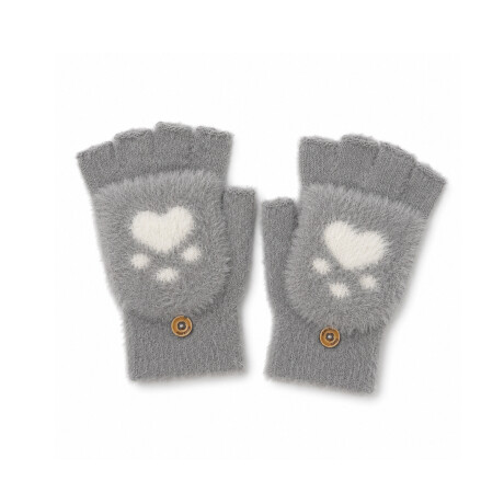 Mitones guantes peluche peludito Huella Gris Claro