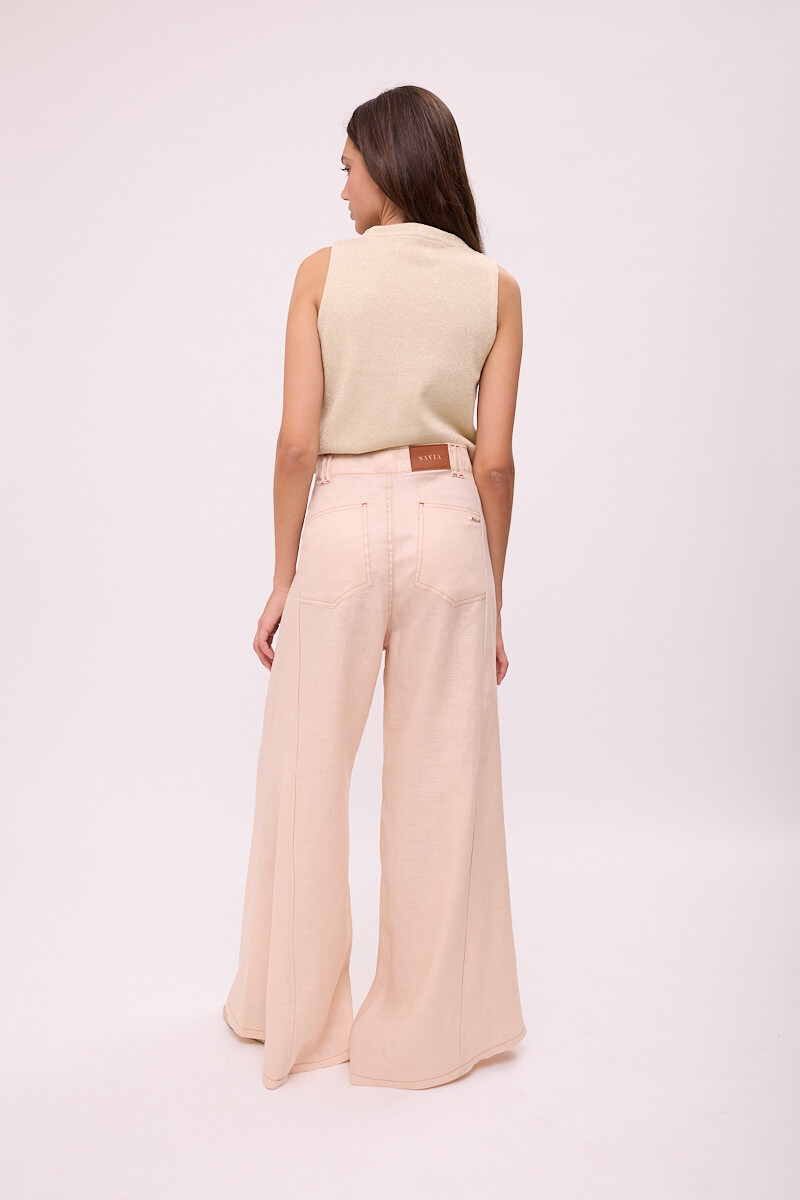 PANTALON WIDE XL LINEN SS26 Manteca