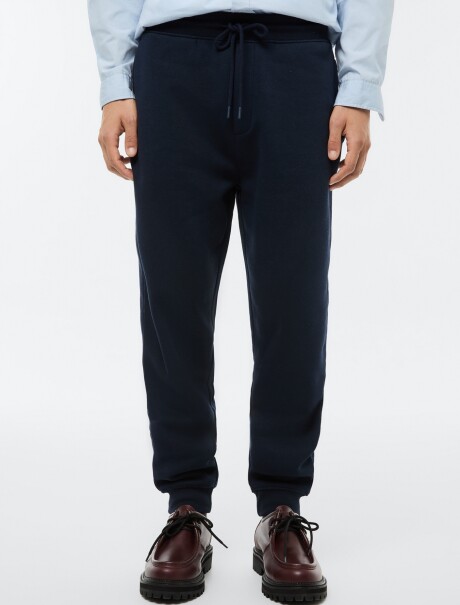 PANTALONES DEPORTIVOS BÁSICOS CON FORRO POLAR AZUL