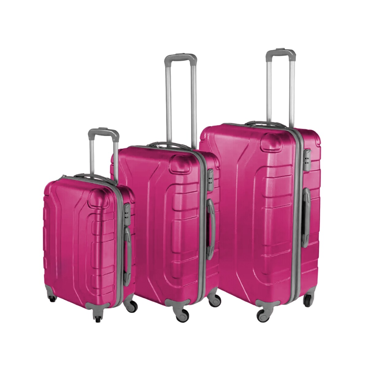 Set de 3 valijas de viaje rígidas Arye con ruedas - Fucsia 