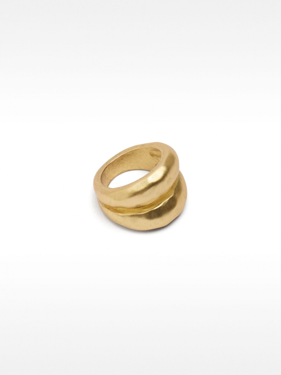Anillo Redondeado Efecto Doble dorado