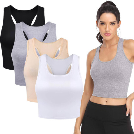 Set X4 Top Musculosa Deportiva Remera Entrenar Dama Multicolor 3