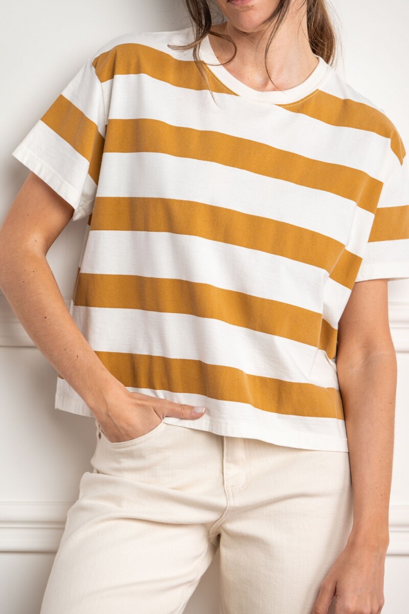 Remera Rayas - Camel 