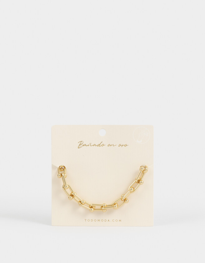 Pulseras Flexibles Bañada en Oro Pulsera Eslabones Bañada En Oro - Dorado