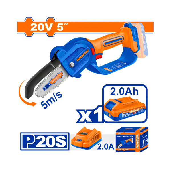 MINI MOTOSIERRA 5" A BAT 20V C/CADENA + VAINA + LLAVE + BAT Mini Motosierra 5" A Bat 20v C/cadena + Vaina + Llave + Bat