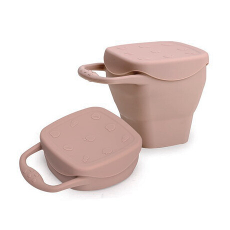 Porta snack de silicona con tapa Rosado