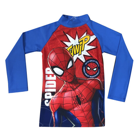 Remera UV Infantil Manga Larga Spiderman Talle 4/10 ROJO