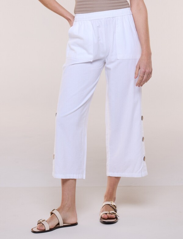 Pantalon Crop Botones BLANCO