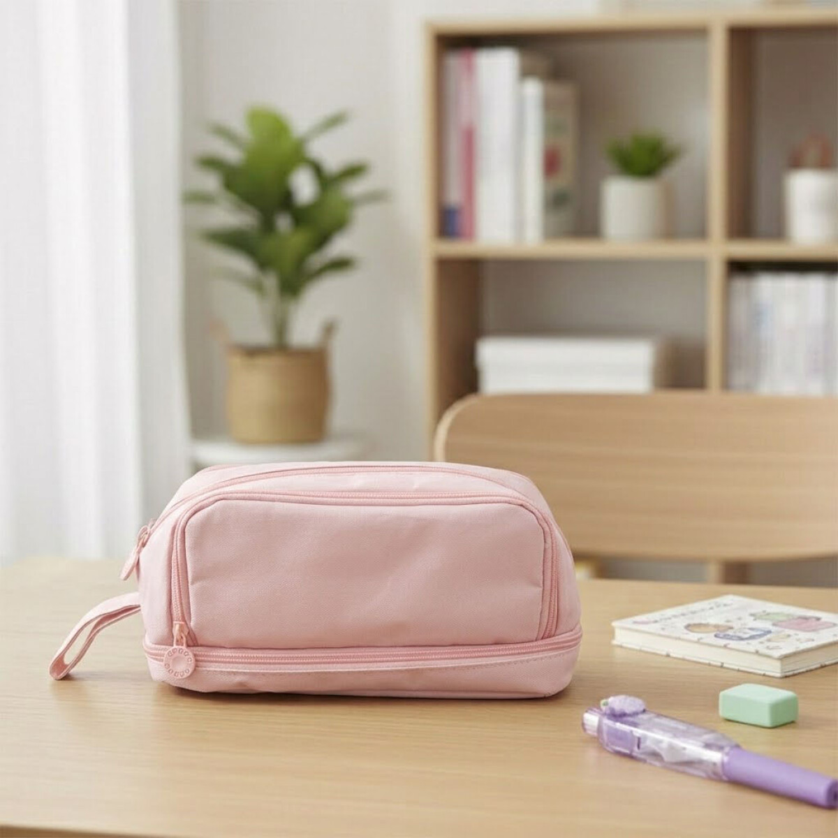 Cartuchera Escolar Liceo Escuela Organizador 4 Cierres XL - Rosa 