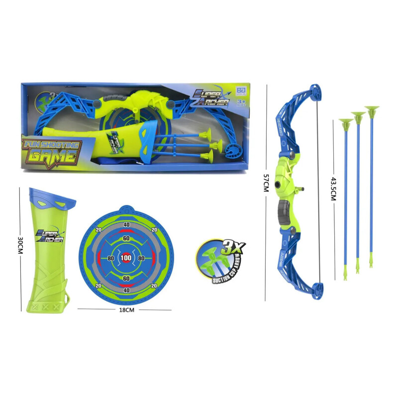 Arco y flecha juego azul y verde Arco y flecha juego azul y verde