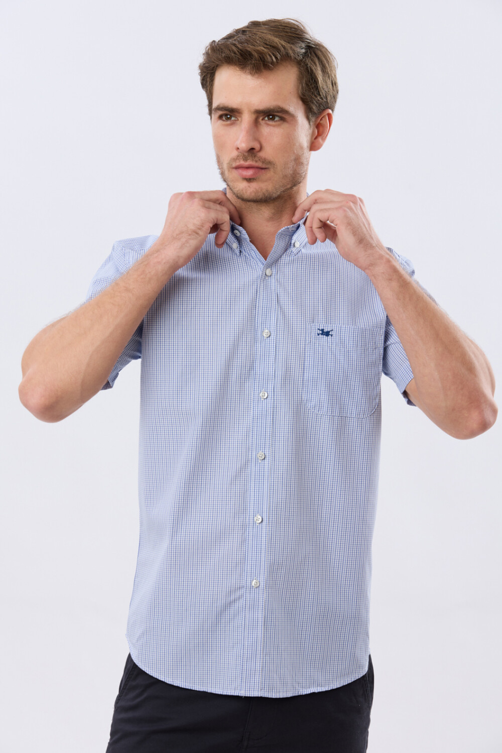 CAMISA CUADROS Celeste