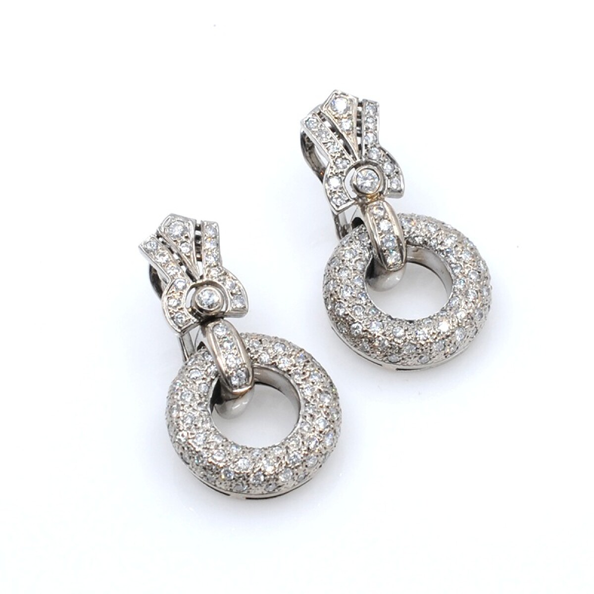 Par de caravanas oro 18k y brillantes 