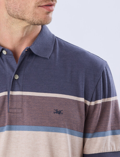 REMERA POLO RAYADA JERSEY Azul